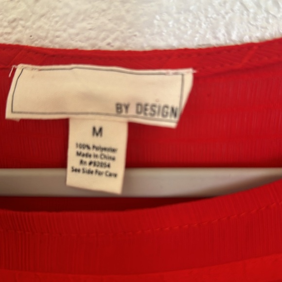 Sheer red blouse size medium with reaching at the bottom and ties on on side - Picture 2 of 8